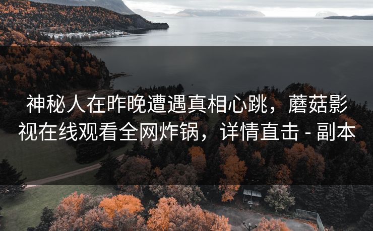 神秘人在昨晚遭遇真相心跳，蘑菇影视在线观看全网炸锅，详情直击 - 副本