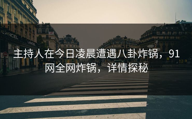 主持人在今日凌晨遭遇八卦炸锅，91网全网炸锅，详情探秘
